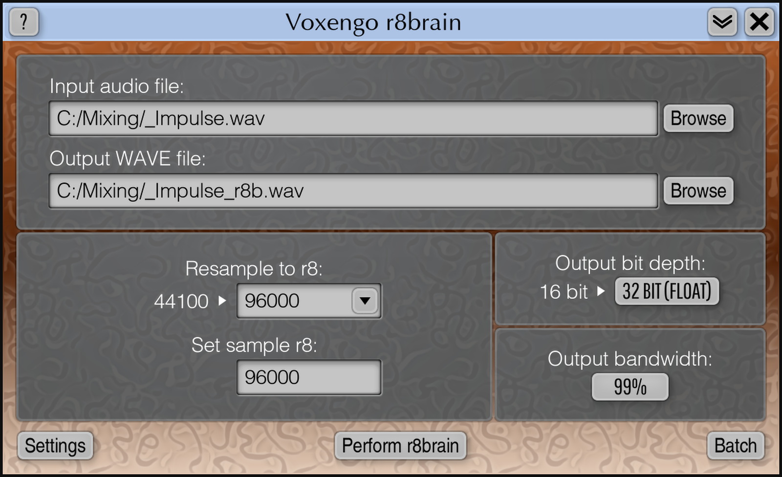 Screenshot for Voxengo r8brain 1.9