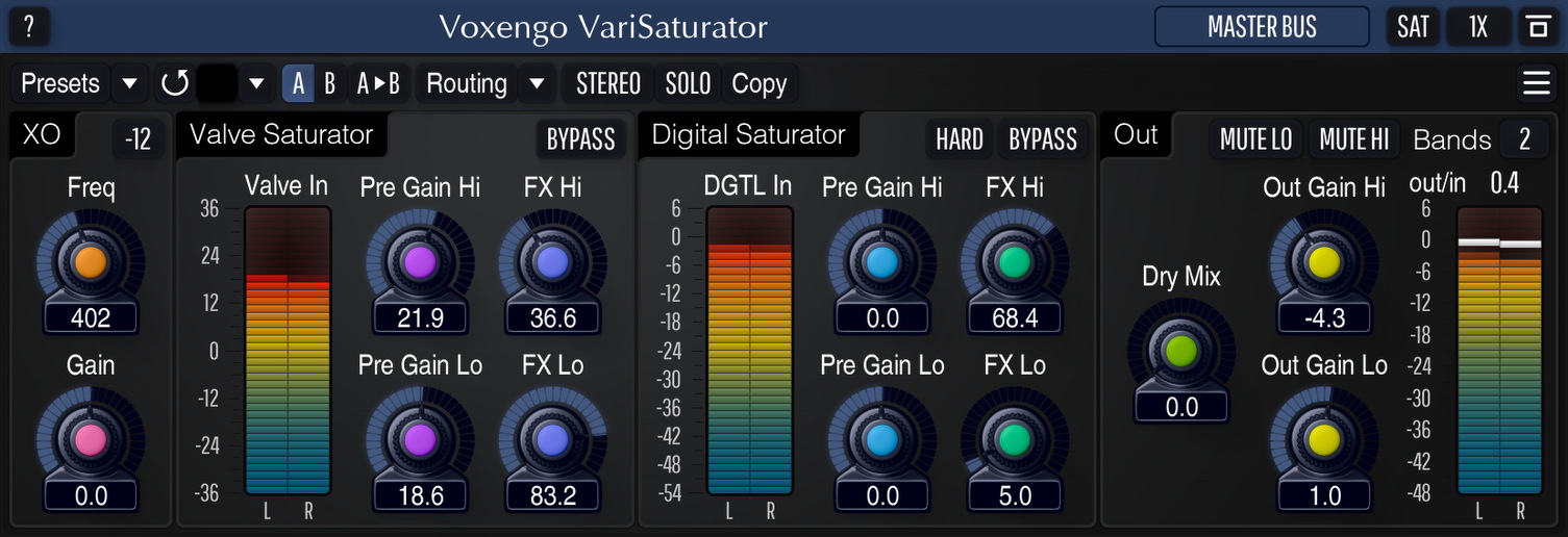 Voxengo VariSaturator 2バンド/広帯域サチュレーション