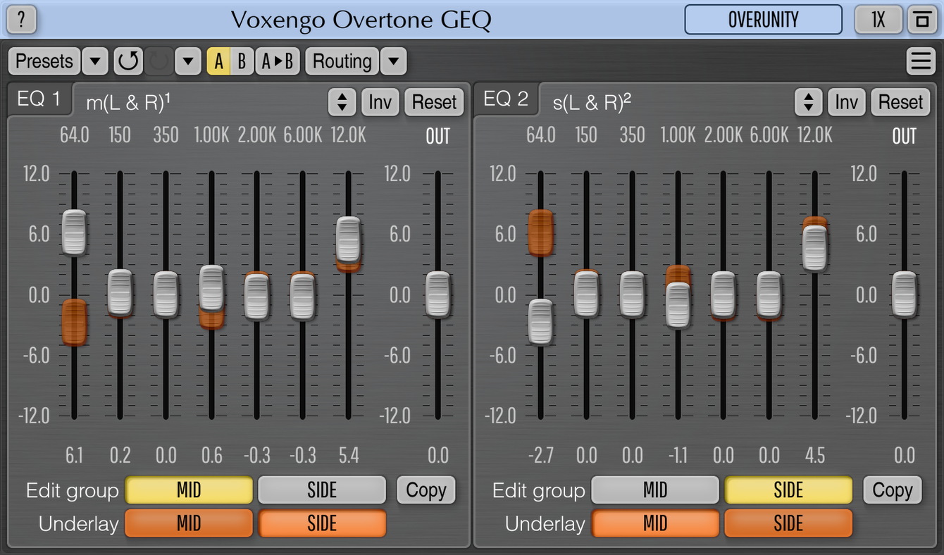 Voxengo Overtone GEQ 7バンドEQと倍音付加