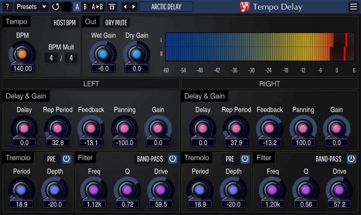 MultiFeature Stereo Delay Effect Plugin [VST, AU, AAX] Tempo Delay