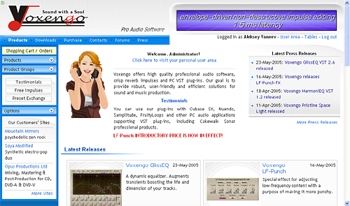 New Voxengo Web Site Screenshot